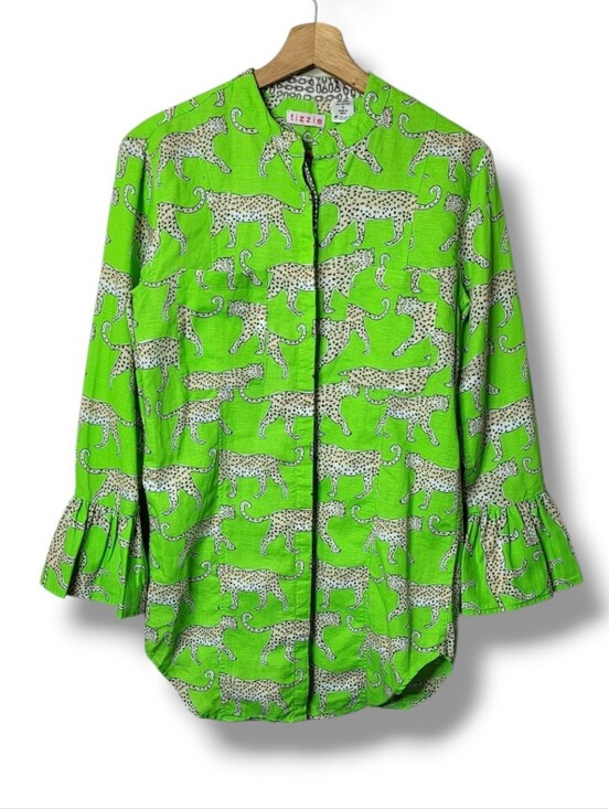 Tizzie Tops - Tizzie Linen Cheetah Big Shirt Tunic NEW